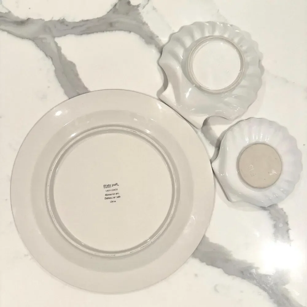 Vintage White Ceramic Seashell Serving Bundle - 3-Piece Platter & Shell Bowls